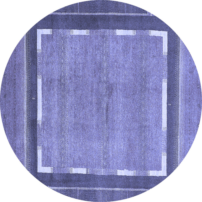 Round Machine Washable Abstract Blue Modern Rug, wshabs357blu