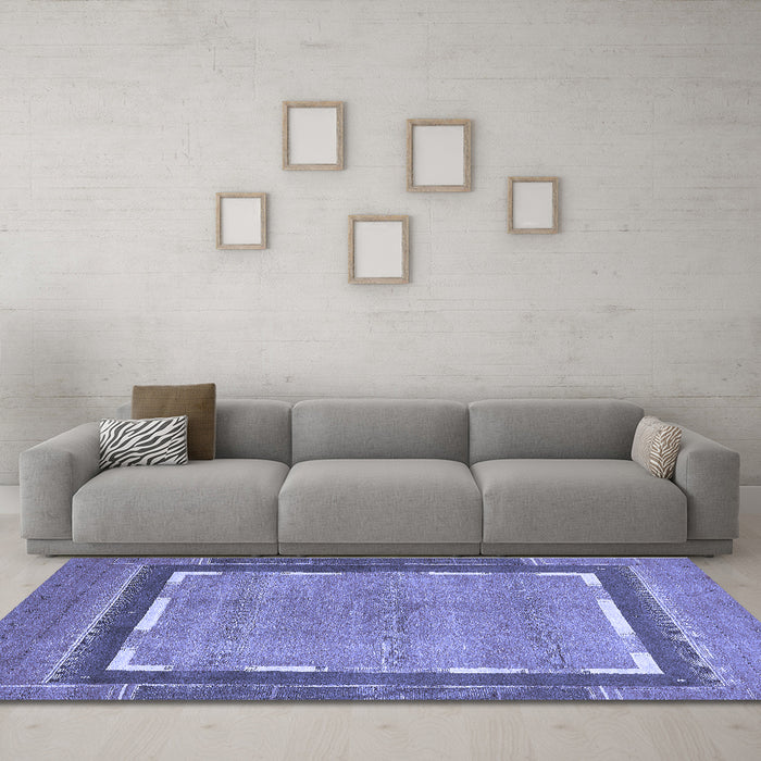 Machine Washable Abstract Blue Modern Rug in a Living Room, wshabs357blu