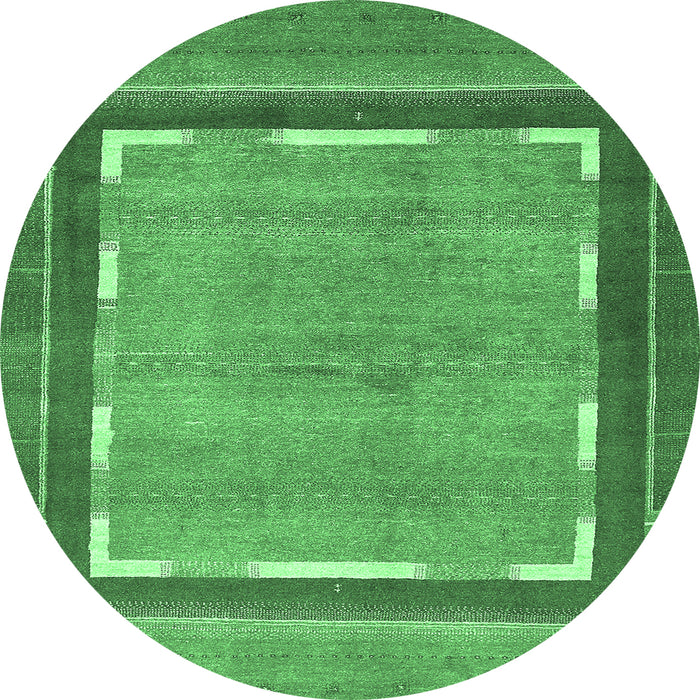 Round Abstract Emerald Green Modern Rug, abs357emgrn