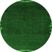 Round Machine Washable Abstract Green Modern Area Rugs, wshabs3580grn