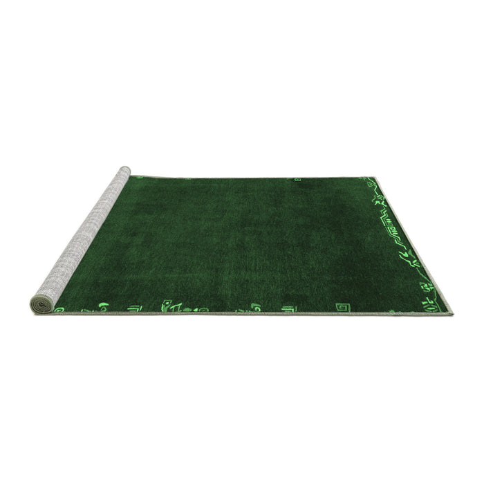 Sideview of Machine Washable Abstract Emerald Green Modern Area Rugs, wshabs3580emgrn