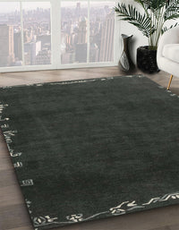 Abstract Light Black Modern Rug, abs3580