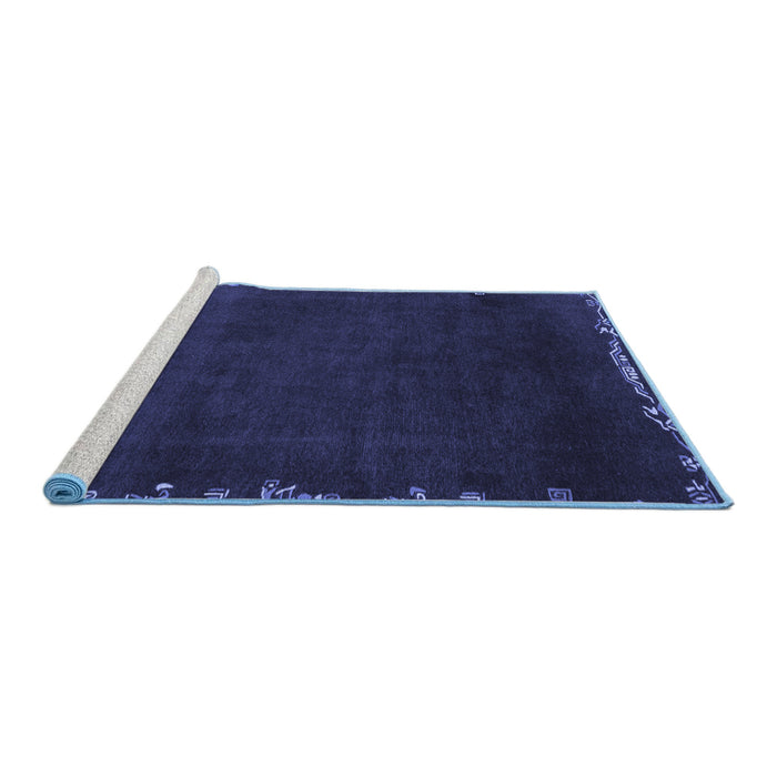 Sideview of Machine Washable Abstract Blue Modern Rug, wshabs3580blu