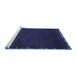 Sideview of Machine Washable Abstract Blue Modern Rug, wshabs3580blu