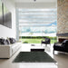 Square Abstract Light Black Modern Rug in a Living Room, abs3580