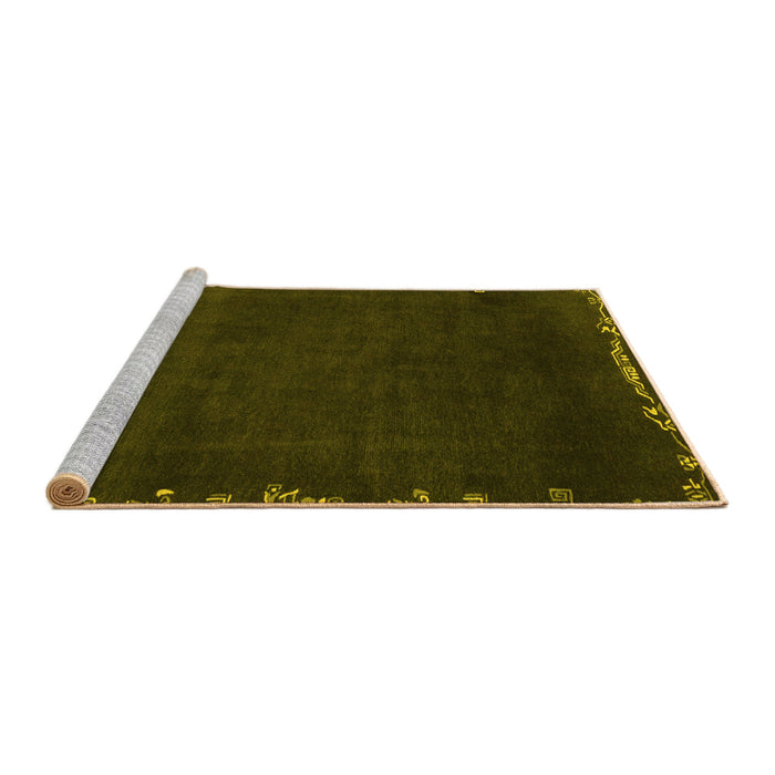 Sideview of Machine Washable Abstract Yellow Modern Rug, wshabs3580yw