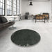 Round Abstract Light Black Modern Rug in a Office, abs3580