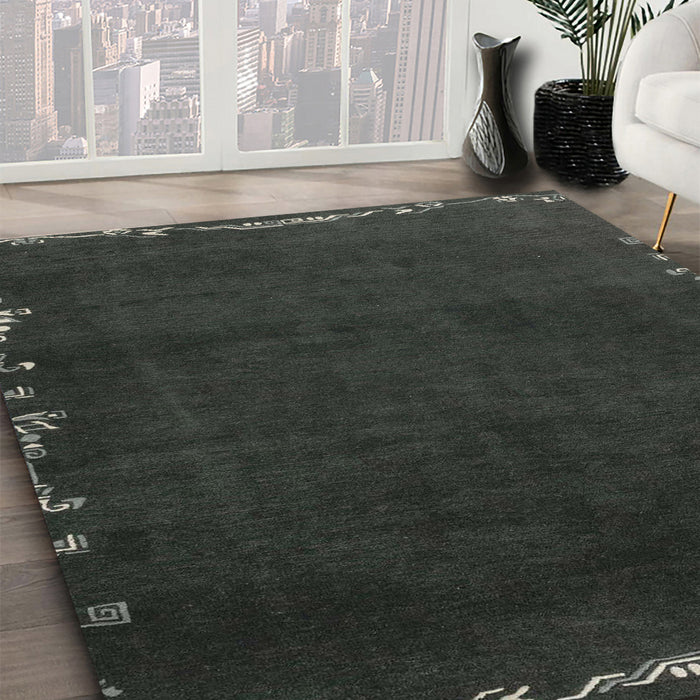 Abstract Light Black Modern Rug in Family Room, abs3580
