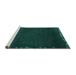Sideview of Machine Washable Abstract Turquoise Modern Area Rugs, wshabs3580turq
