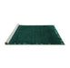 Sideview of Machine Washable Abstract Turquoise Modern Area Rugs, wshabs3580turq