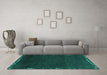 Machine Washable Abstract Turquoise Modern Area Rugs in a Living Room,, wshabs3580turq