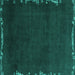 Square Abstract Turquoise Modern Rug, abs3580turq