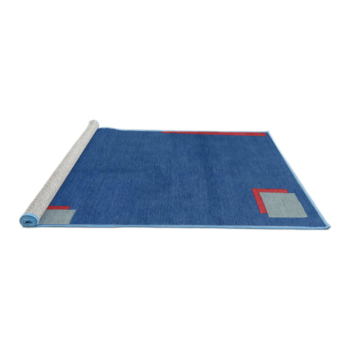 Sideview of Machine Washable Abstract Sapphire Blue Rug, wshabs3581