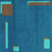 Square Abstract Turquoise Modern Rug, abs3581turq