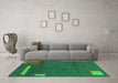 Machine Washable Abstract Green Modern Area Rugs in a Living Room,, wshabs3581grn