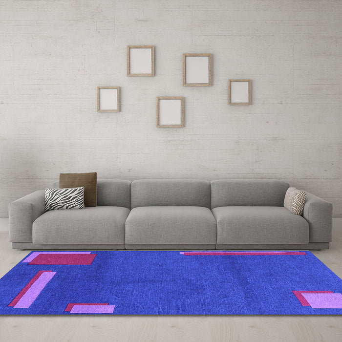Machine Washable Abstract Purple Modern Area Rugs in a Living Room, wshabs3581pur