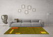 Machine Washable Abstract Yellow Modern Rug in a Living Room, wshabs3581yw