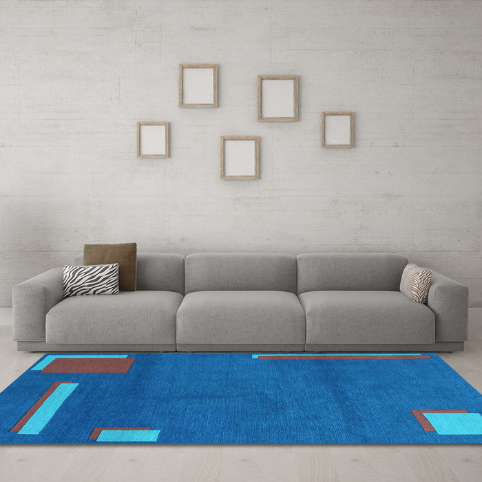 Machine Washable Abstract Light Blue Modern Rug in a Living Room, wshabs3581lblu