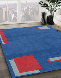 Abstract Sapphire Blue Modern Rug, abs3581