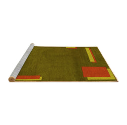 Sideview of Machine Washable Abstract Yellow Modern Rug, wshabs3581yw