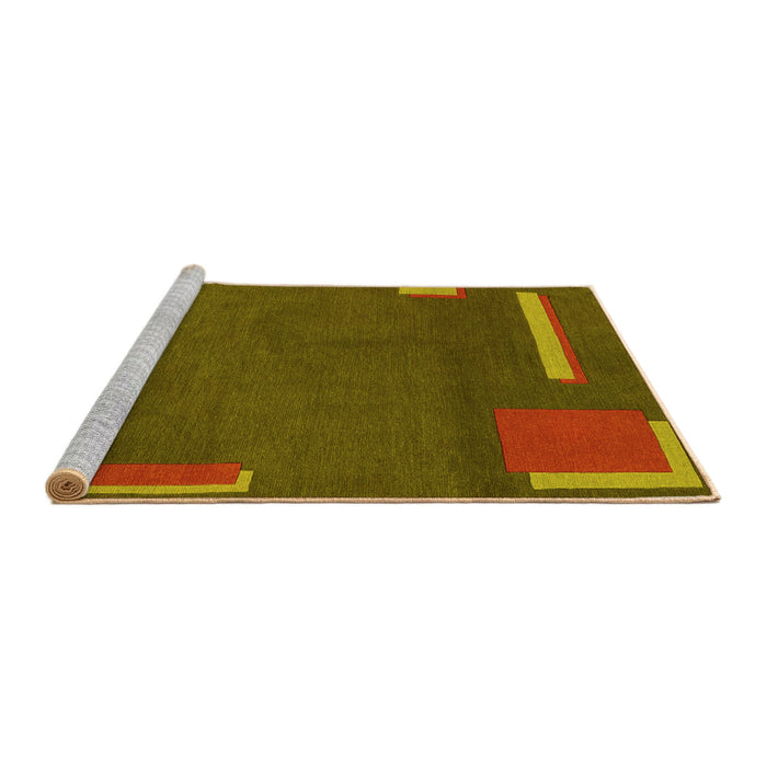 Sideview of Machine Washable Abstract Yellow Modern Rug, wshabs3581yw