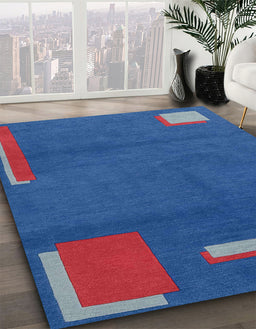 Abstract Sapphire Blue Modern Rug in Family Room, abs3581