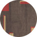 Round Abstract Brown Modern Rug, abs3581brn