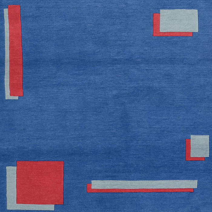 Square Machine Washable Abstract Sapphire Blue Rug, wshabs3581