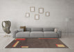 Machine Washable Abstract Brown Modern Rug in a Living Room,, wshabs3581brn