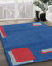 Abstract Sapphire Blue Modern Rug in Family Room, abs3581