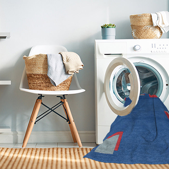 Machine Washable Abstract Sapphire Blue Rug in a Washing Machine, wshabs3581
