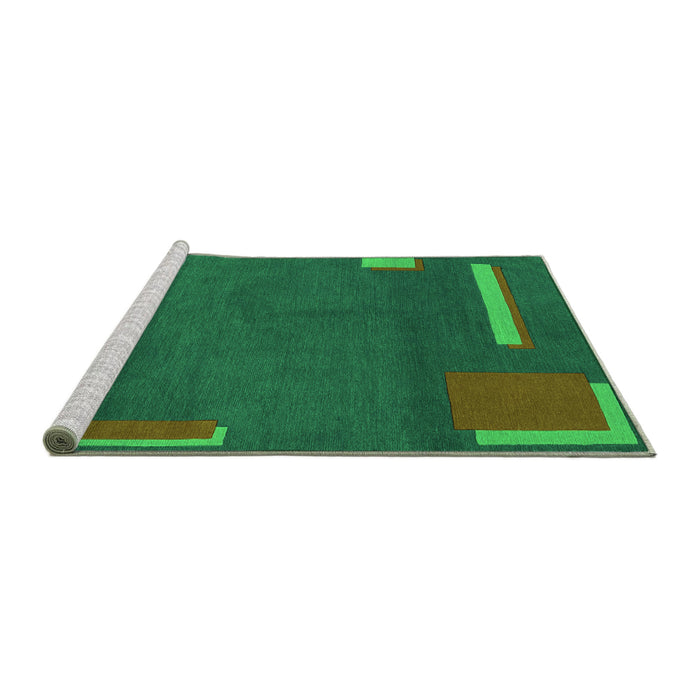 Sideview of Machine Washable Abstract Green Modern Area Rugs, wshabs3581grn