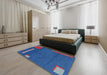 Abstract Sapphire Blue Modern Rug in a Bedroom, abs3581