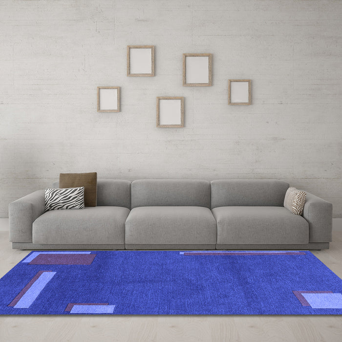 Machine Washable Abstract Blue Modern Rug in a Living Room, wshabs3581blu