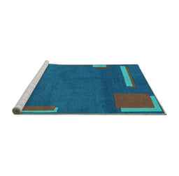 Sideview of Machine Washable Abstract Turquoise Modern Area Rugs, wshabs3581turq
