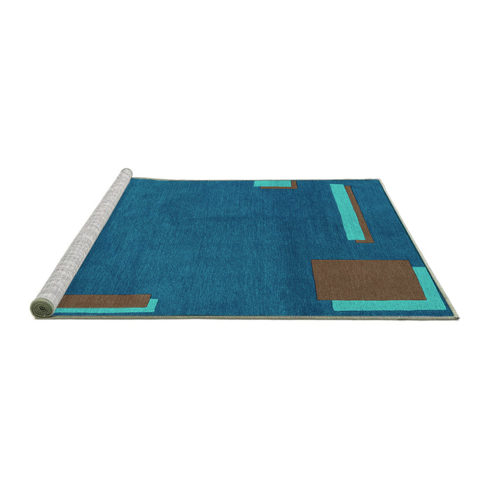 Sideview of Machine Washable Abstract Turquoise Modern Area Rugs, wshabs3581turq