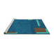 Sideview of Machine Washable Abstract Turquoise Modern Area Rugs, wshabs3581turq