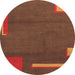 Round Abstract Orange Modern Rug, abs3581org