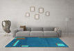 Machine Washable Abstract Turquoise Modern Area Rugs in a Living Room,, wshabs3581turq