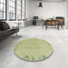 Round Abstract Avocado Green Modern Rug in a Office, abs3582