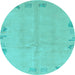 Round Machine Washable Abstract Light Blue Modern Rug, wshabs3582lblu