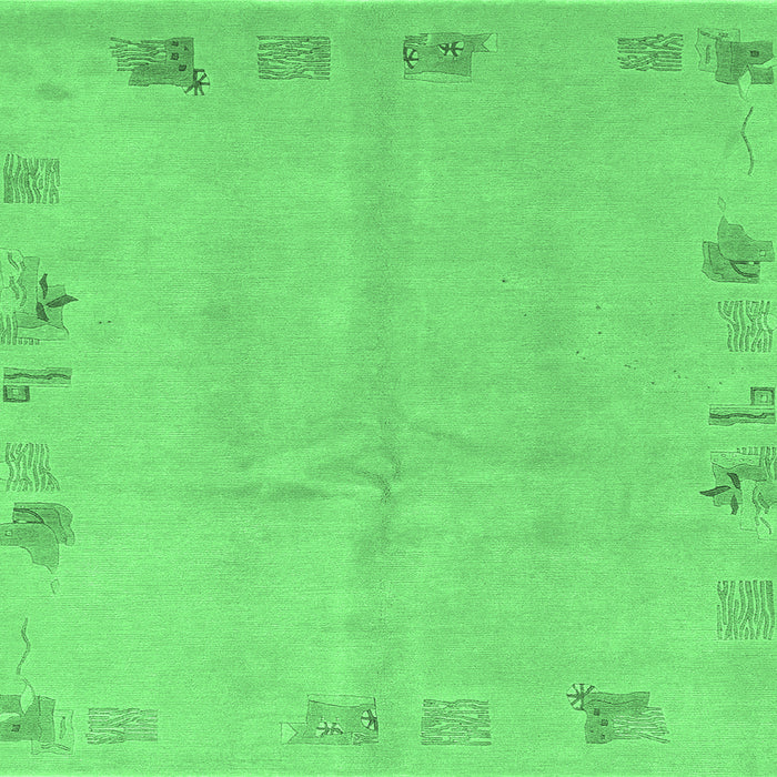 Square Machine Washable Abstract Emerald Green Modern Area Rugs, wshabs3582emgrn