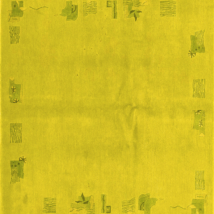 Square Machine Washable Abstract Yellow Modern Rug, wshabs3582yw