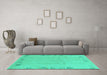 Machine Washable Abstract Turquoise Modern Area Rugs in a Living Room,, wshabs3582turq