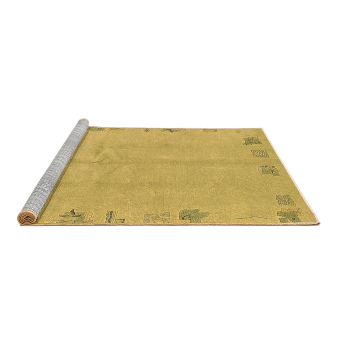 Sideview of Machine Washable Abstract Brown Modern Rug, wshabs3582brn