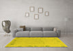 Machine Washable Abstract Yellow Modern Rug in a Living Room, wshabs3582yw