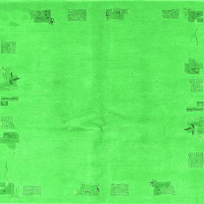 Square Machine Washable Abstract Green Modern Area Rugs, wshabs3582grn