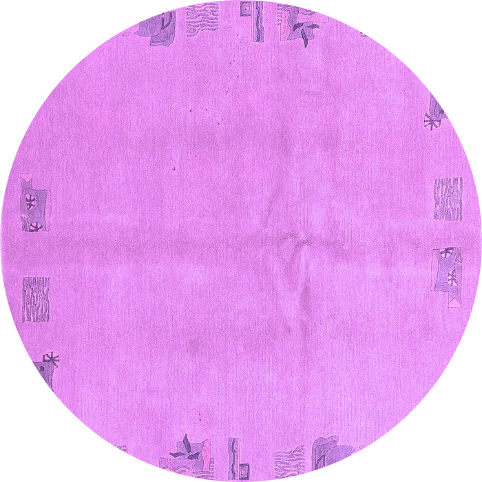 Round Machine Washable Abstract Purple Modern Area Rugs, wshabs3582pur