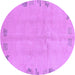 Round Machine Washable Abstract Purple Modern Area Rugs, wshabs3582pur