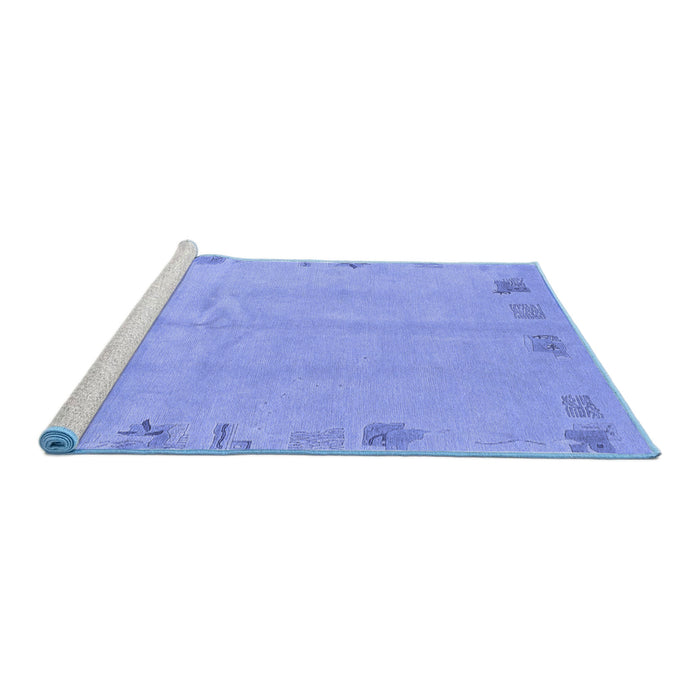 Sideview of Machine Washable Abstract Blue Modern Rug, wshabs3582blu